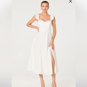 ASTR The Label Wedelia Ruffle Strap Eyelet Corset Midi Dress